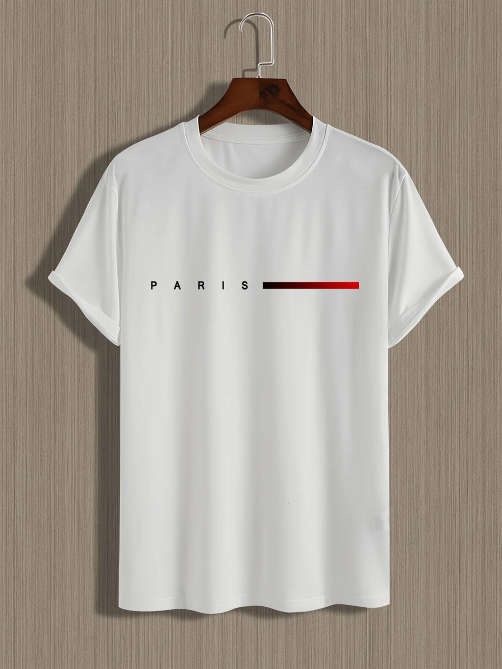 Men's 100% cotton summer loose PARIS Creative Letter print casual slim fit round neck short sleeved T-shirt top