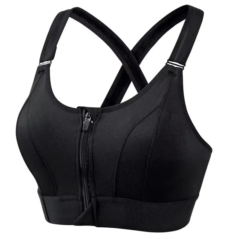 Women's Sports Bra - Front Zipper Athletic Fitness Bra