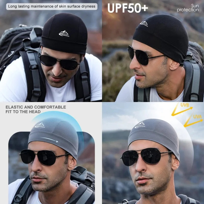 Quick Dry Breathable Fishing Cap Sunhat Anti-UV Sport Hat Helmet Liner Sweat Cap Outdoor Cycling Bike MTB Running Hat Head Scarf