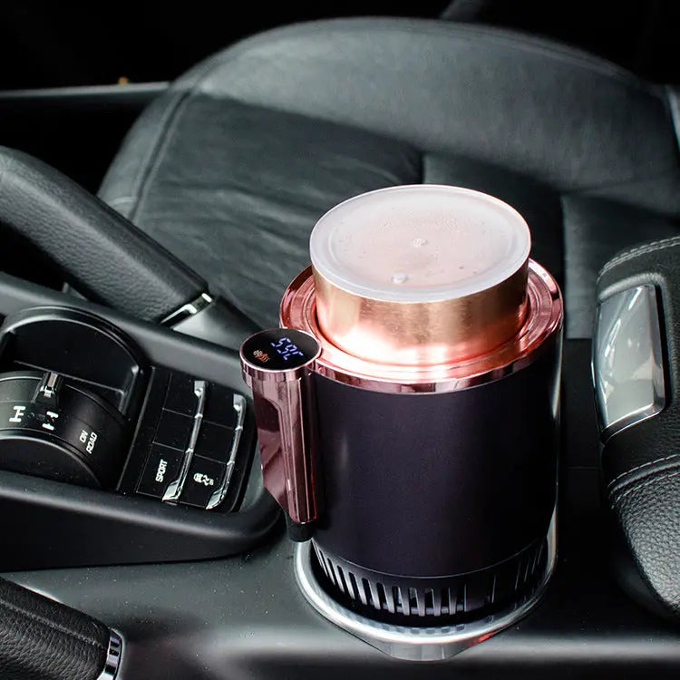 2 In1 Car Heating Cooling Cup 12V Smart Car Cup Holder Digital Temperature Display Drink Cup Warmer Cooler Mini Car Refrigerator Eyecatsher