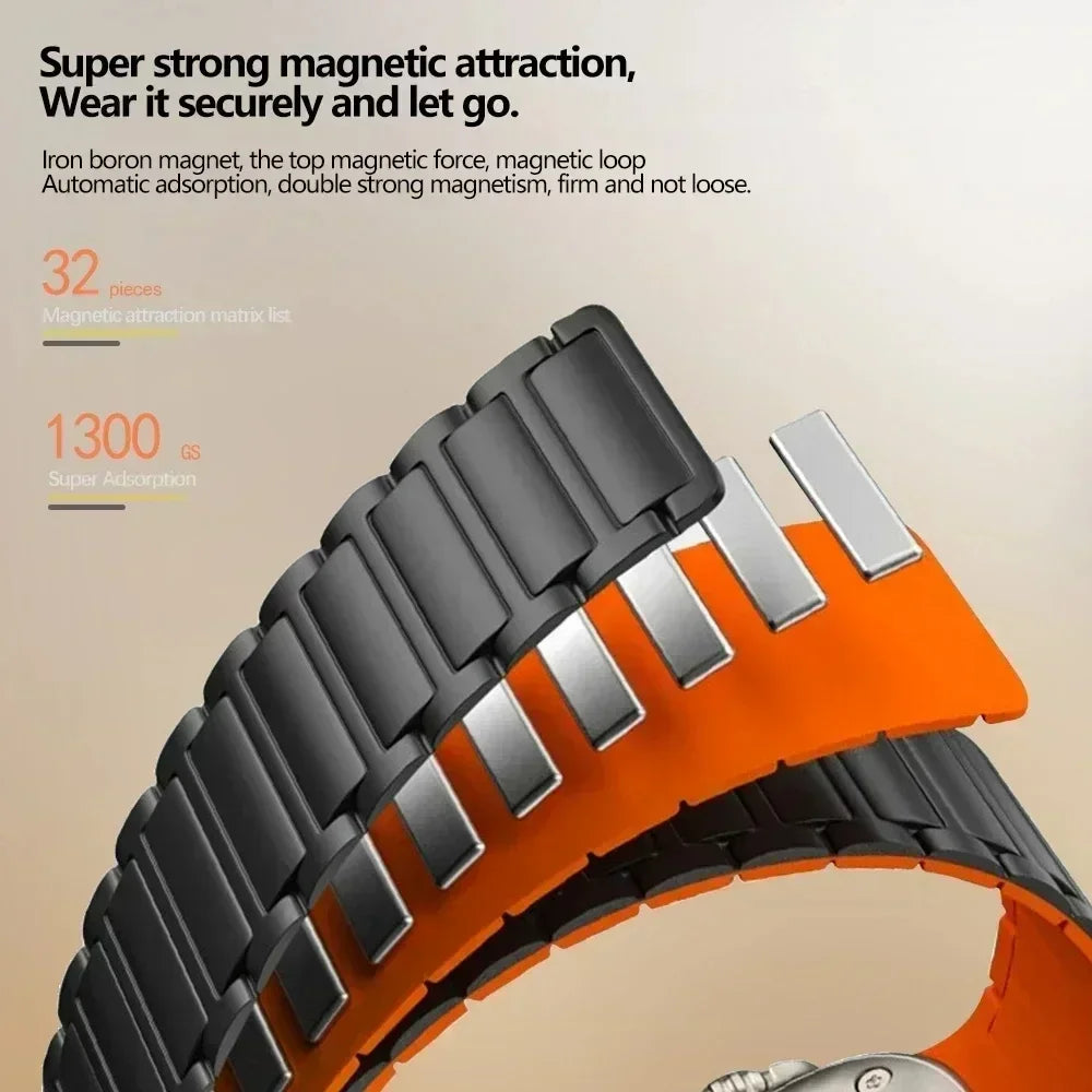 Silicone Strap for Apple Watch 46mm 42mm 49mm 45mm 41mm 44mm 40mm Magnetic Band for lWatch Ultra 2 Series 10 9 8 7 6 SE 5 4 3