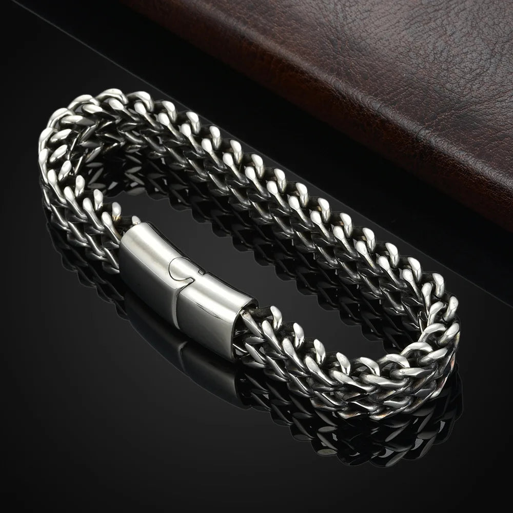Stainless Steel Braided Bracelet - Magnetic Buckle Design
