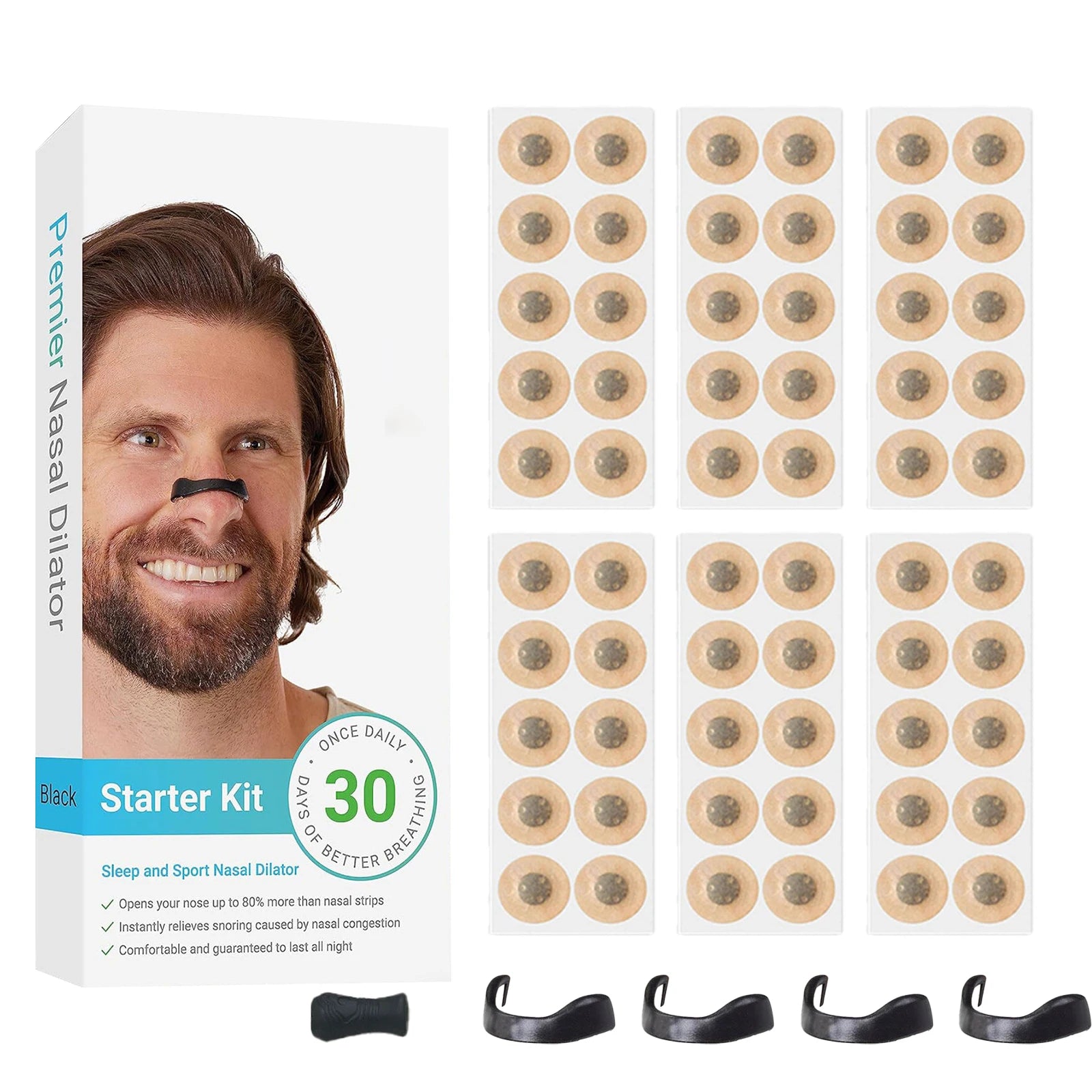 30Days/Box Nasal Breathing Dilators Kits Magnetic Nose Clip Strips Increase Sports Air Intake Improve Sleeping Anti Snoring