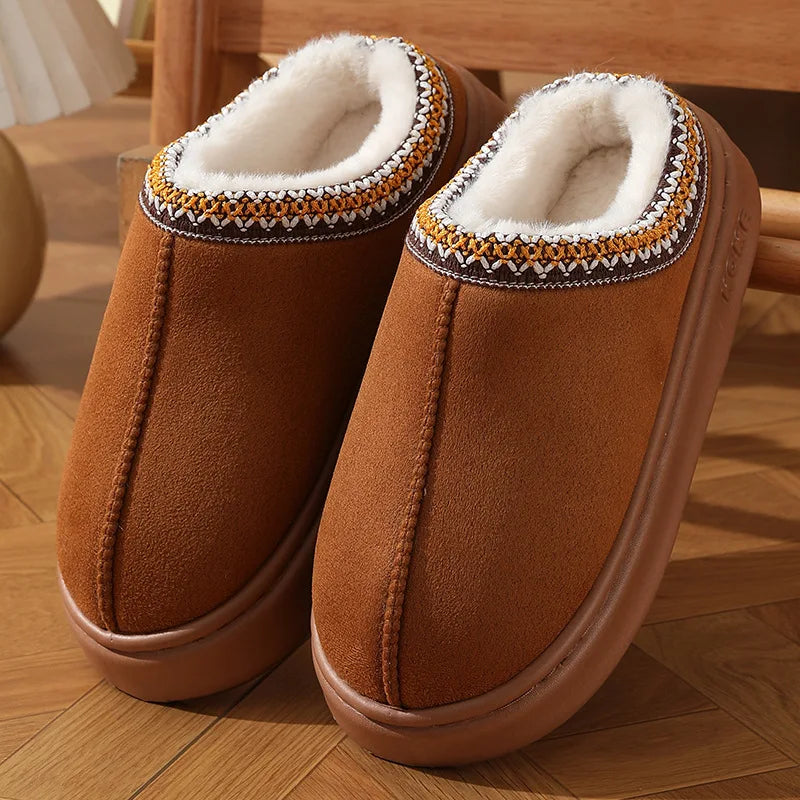 New Fashion Fluffy Platform Slippers for Women 2025 Winter Plush Warm Cotton Shoes Woman Comfort Non Slip Unisex Home Slippers
