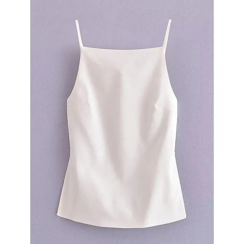 Women's Backless Crop Top - Sleeveless Summer Party Top with Straps
