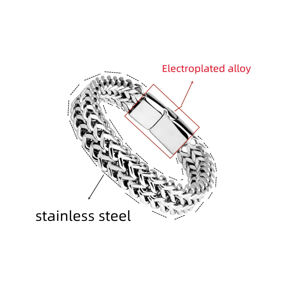 Stainless Steel Braided Bracelet - Magnetic Buckle Design