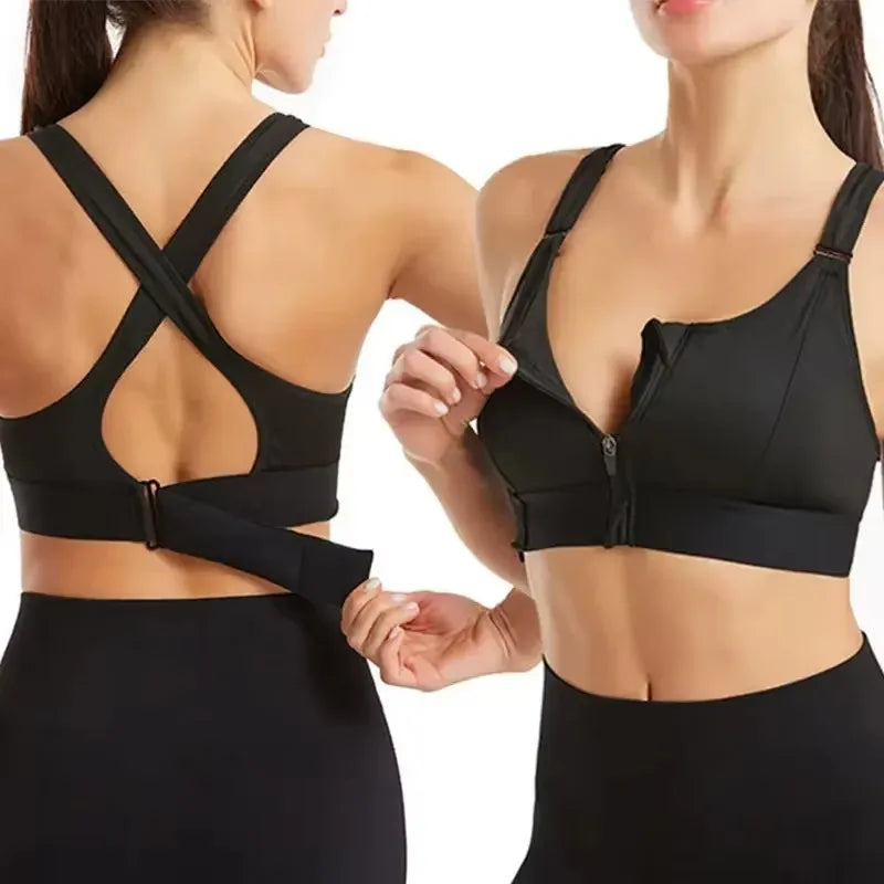 Women's Sports Bra - Front Zipper Athletic Fitness Bra