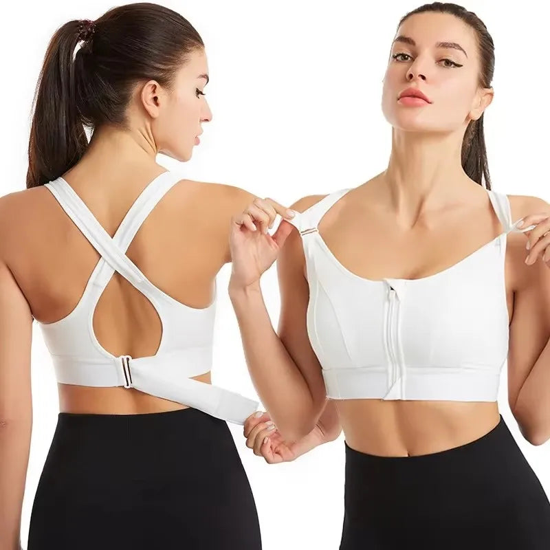 Women's Sports Bra - Front Zipper Athletic Fitness Bra