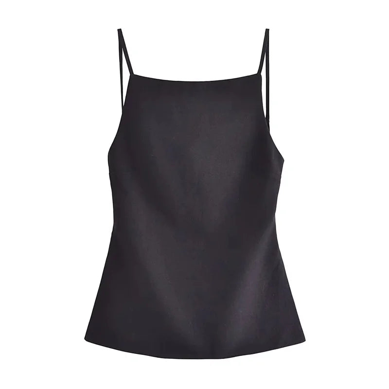 Women's Backless Crop Top - Sleeveless Summer Party Top with Straps
