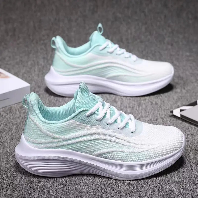 2025 Breathable Lace-up Running Shoes for Women Air Cushion Athletic Sneakers Lightweight Air Mesh Outdoor Sports Training Shoes