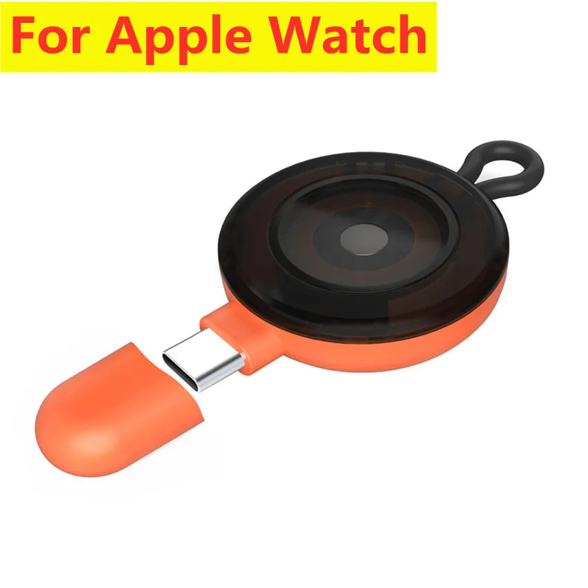 Tiny Magnetic Watch Wireless Charger For Apple Watch series 9 8 7 6 5 SE Type C For iPhone convert for iWatch Series 6 5 3 2 1