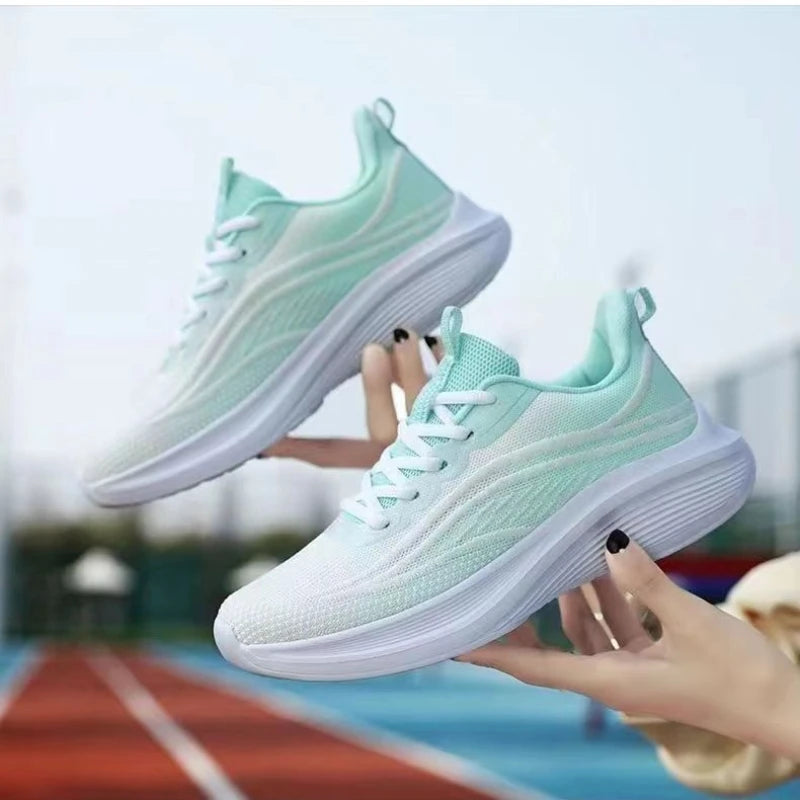 2025 Breathable Lace-up Running Shoes for Women Air Cushion Athletic Sneakers Lightweight Air Mesh Outdoor Sports Training Shoes