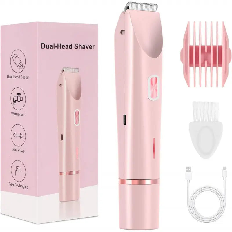2 In 1 Hair Remover Women's Double Head Shaver Private Pubic Hair Trimmer Electric Razor Wet Dry Electric Body Hair Eyecatsher