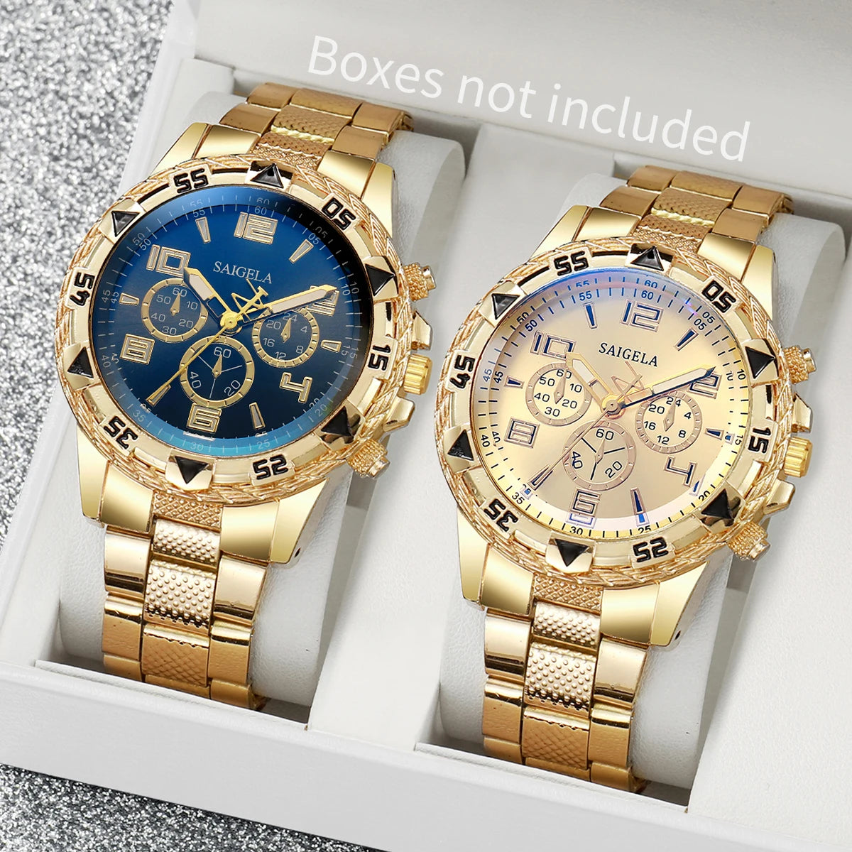 2PCS Men's Watch Set Fashion Trend Simple Digital Scale Dial Quartz Watch Set Suitable for Daily Clothing Matching