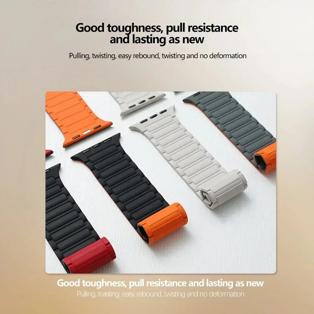 Silicone Strap for Apple Watch 46mm 42mm 49mm 45mm 41mm 44mm 40mm Magnetic Band for lWatch Ultra 2 Series 10 9 8 7 6 SE 5 4 3