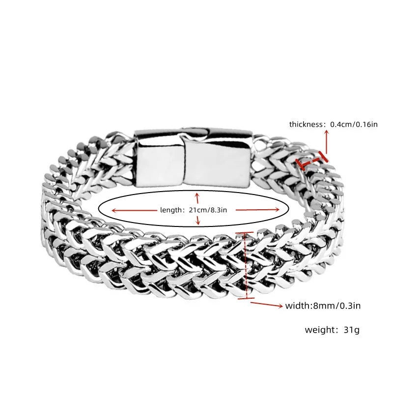 Stainless Steel Braided Bracelet - Magnetic Buckle Design
