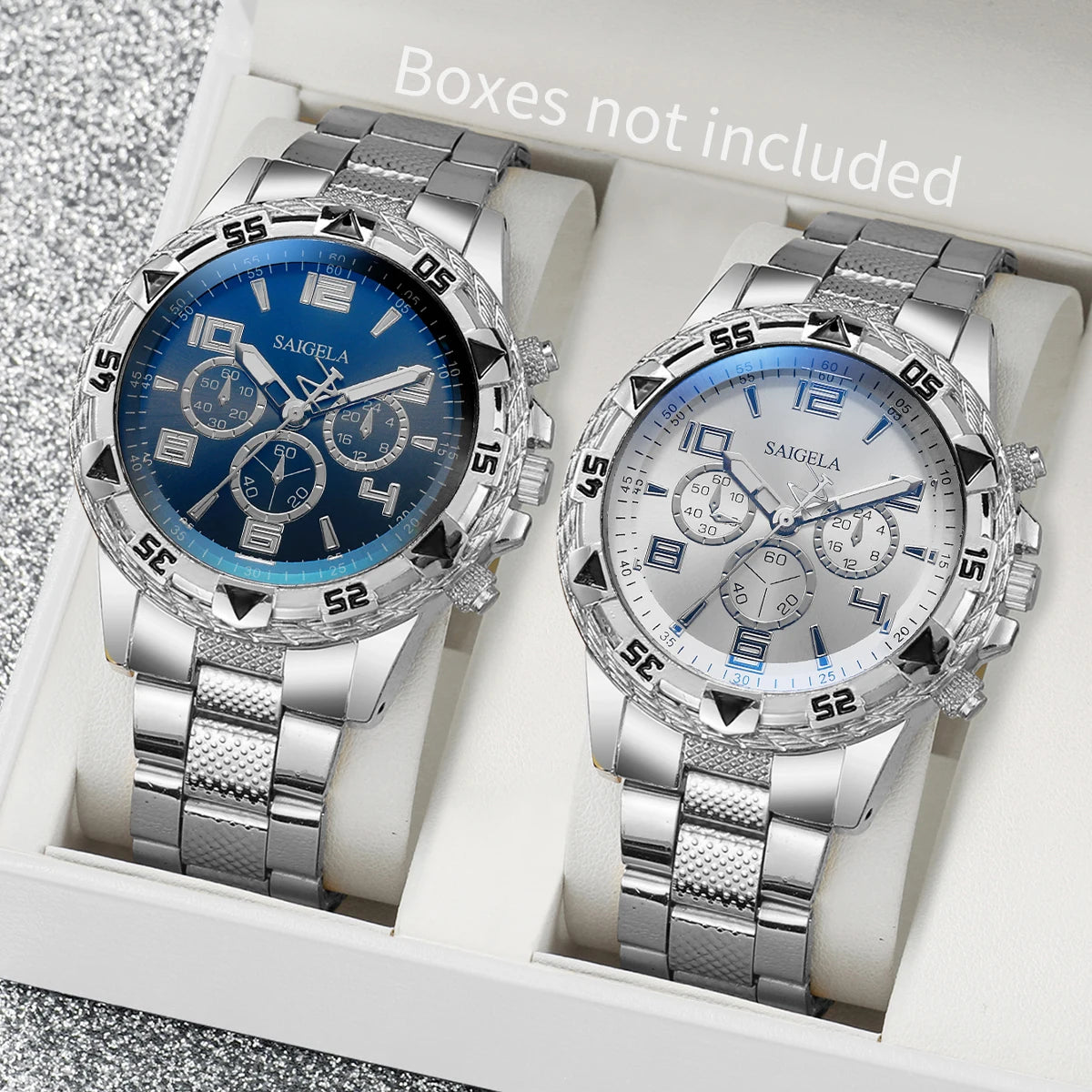 2PCS Men's Watch Set Fashion Trend Simple Digital Scale Dial Quartz Watch Set Suitable for Daily Clothing Matching