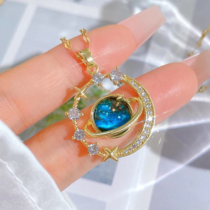 Y2K Starry Sky Necklace - Star and Moon Clavicle Chain