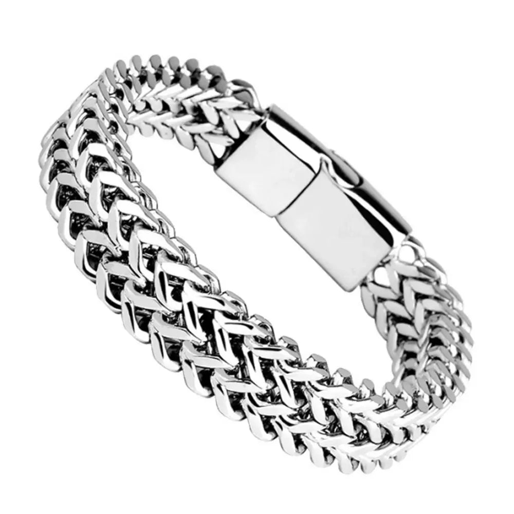 Stainless Steel Braided Bracelet - Magnetic Buckle Design