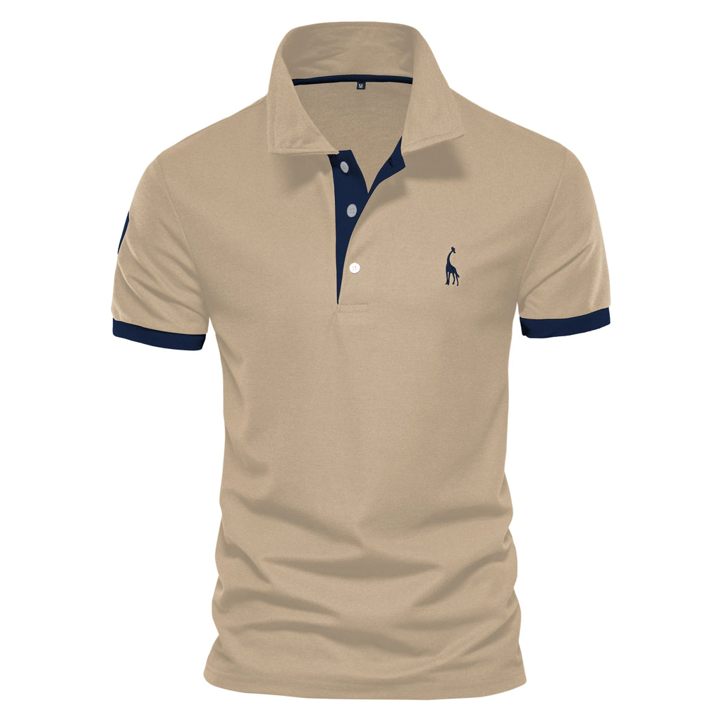 Dropshipping Polo Giraffe Shirt Men Quality Embroidery Summer Short Sleeve Polo Casual Business Social Mens Polos BR Size