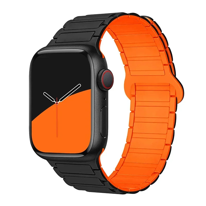 Magnetic Loop for Apple Watch Bands 44mm 40mm 49mm 45mm 41mm 38mm Silicone Bracelet iWatch Series 9 8 7 6 5 4 3 Se ultra 2 strap