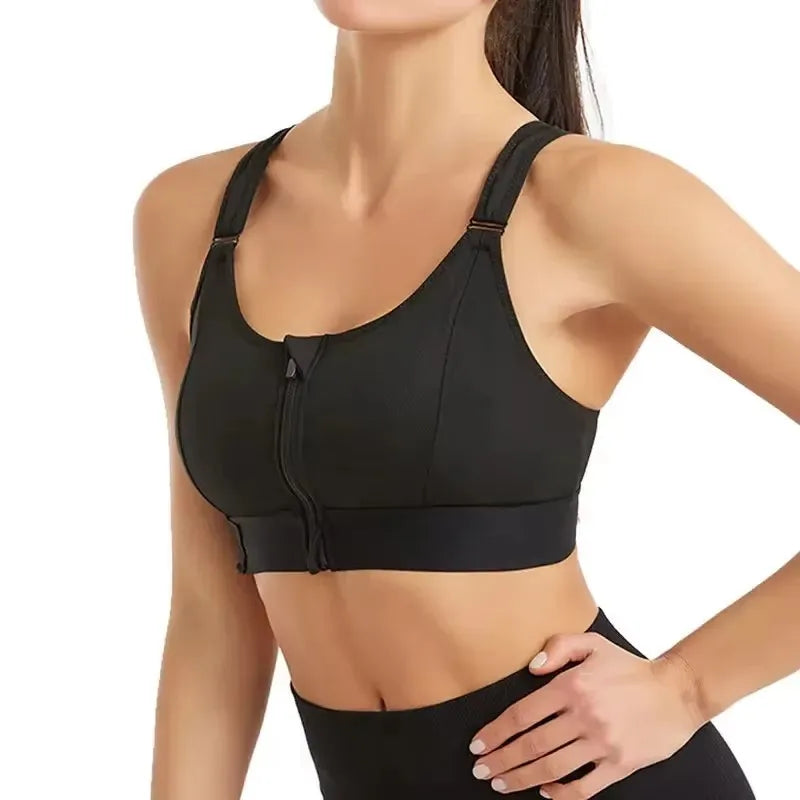 Women's Sports Bra - Front Zipper Athletic Fitness Bra