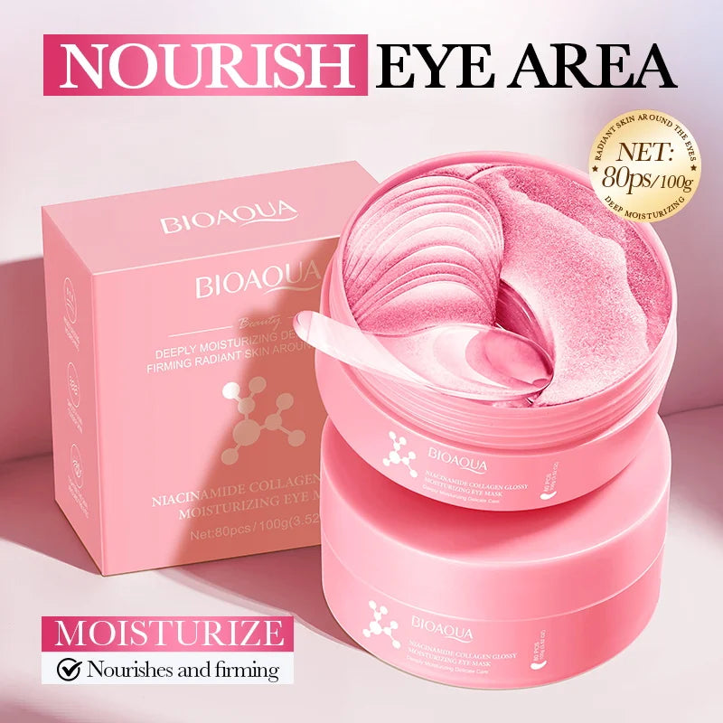 80pcs BIOAQUA Nicotinamide Collagen Eye Mask Anti Dark Circles Whitening Anti-Wrinkles Moisturizing Anti-Aging Eye Patches