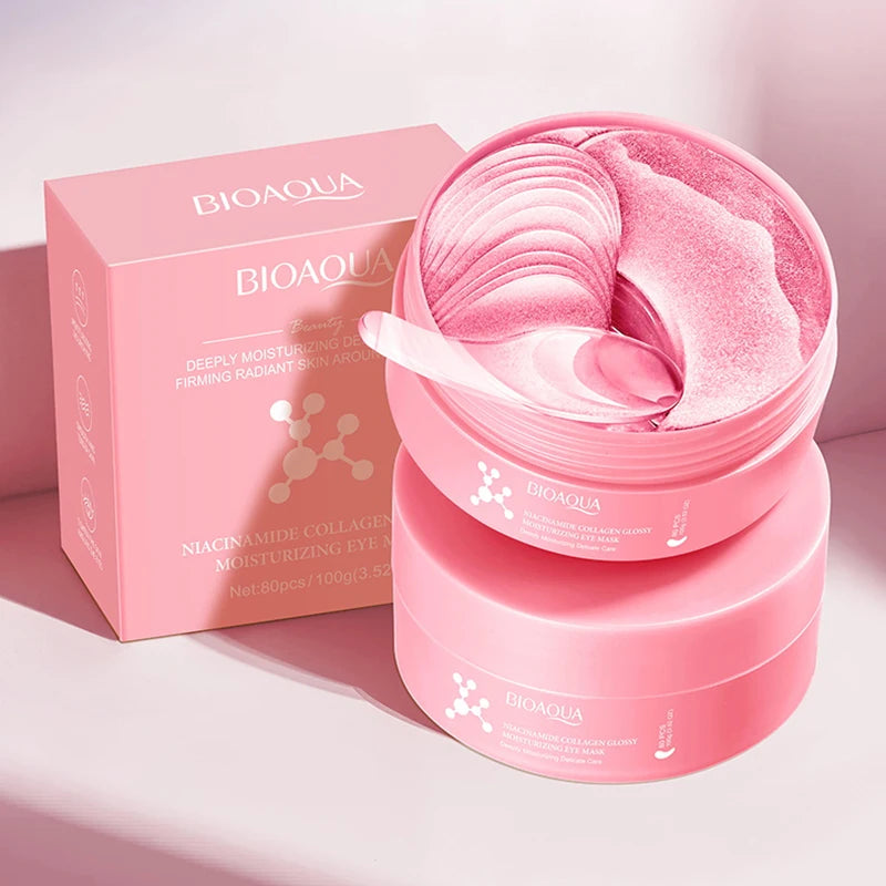 80pcs BIOAQUA Nicotinamide Collagen Eye Mask Anti Dark Circles Whitening Anti-Wrinkles Moisturizing Anti-Aging Eye Patches