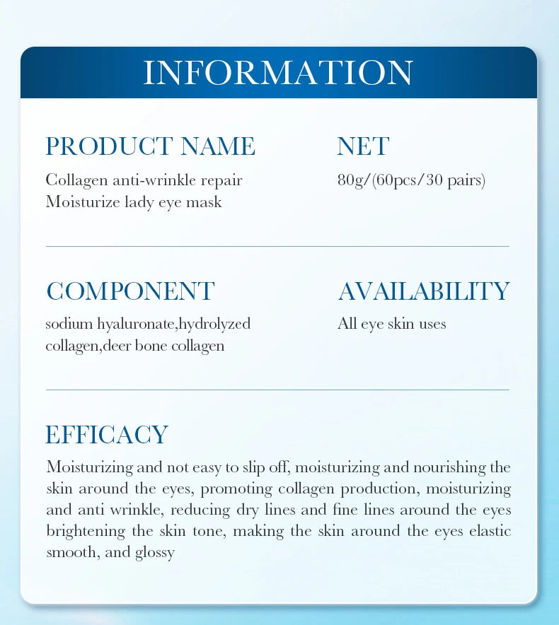 60pcs/box Crystal Collagen Eye Mask Anti Dark Circles Remove Eye Bags Firming Moisturizing Eye Patches Gel Pads Eyes Skin Care