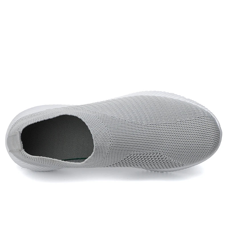 Women's Sneakers Breathable Solid Color Mesh Woven Outdoor Lightweight Low Top Walking Running Sports Socks Tennis Shoes