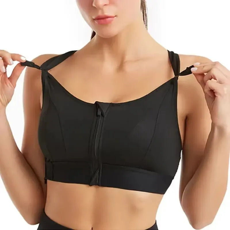 Women's Sports Bra - Front Zipper Athletic Fitness Bra