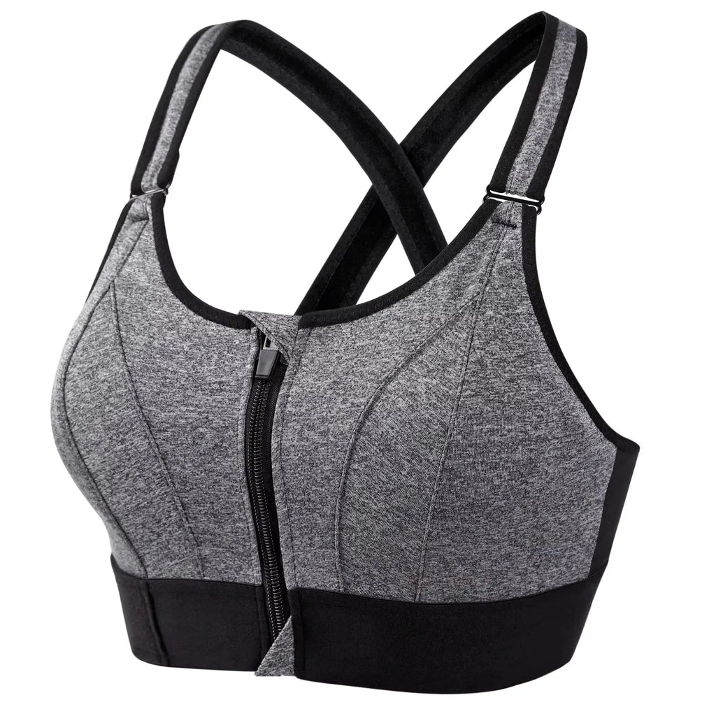 Women's Sports Bra - Front Zipper Athletic Fitness Bra