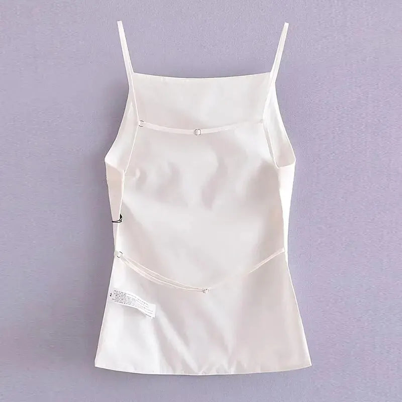 Women's Backless Crop Top - Sleeveless Summer Party Top with Straps