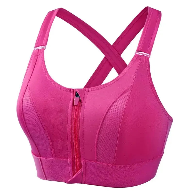 Women's Sports Bra - Front Zipper Athletic Fitness Bra