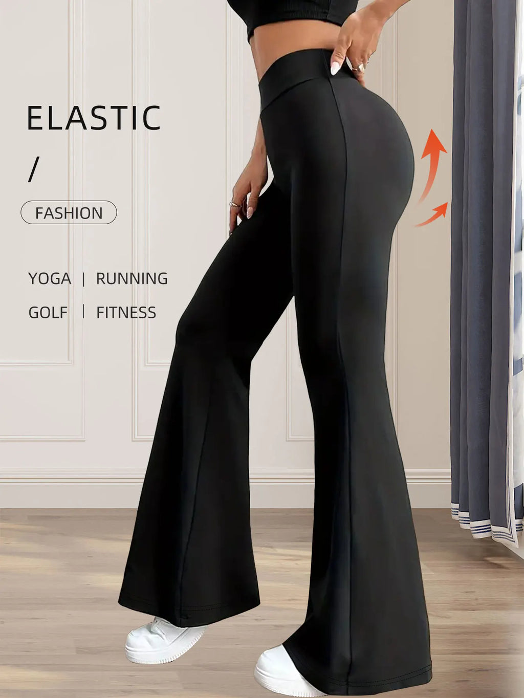 Women's High Waisted Flared Pants - Slim Fit Wide Leg Trousers