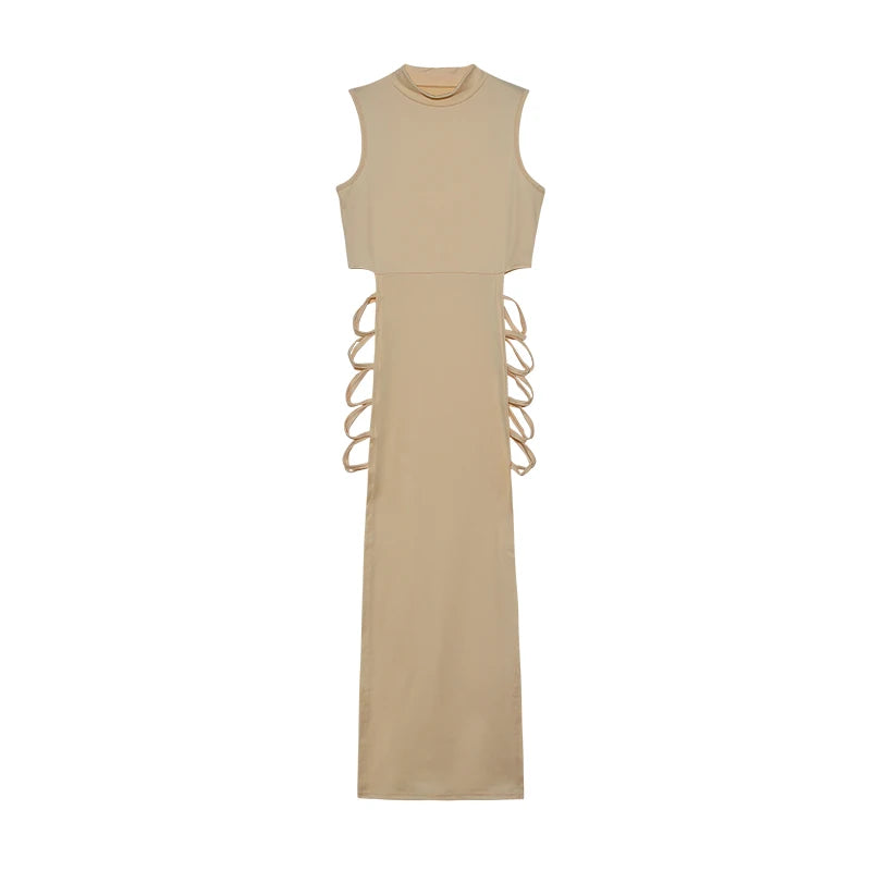 Criss Cross Cut Out Dress - Sexy Bodycon Mock Neck Dress