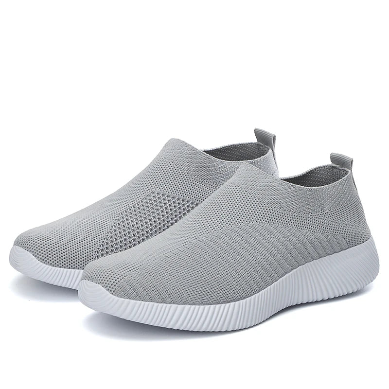 Women's Sneakers Breathable Solid Color Mesh Woven Outdoor Lightweight Low Top Walking Running Sports Socks Tennis Shoes