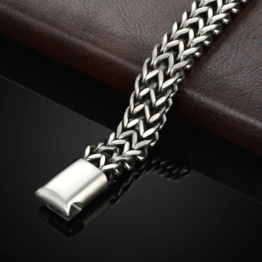 Stainless Steel Braided Bracelet - Magnetic Buckle Design