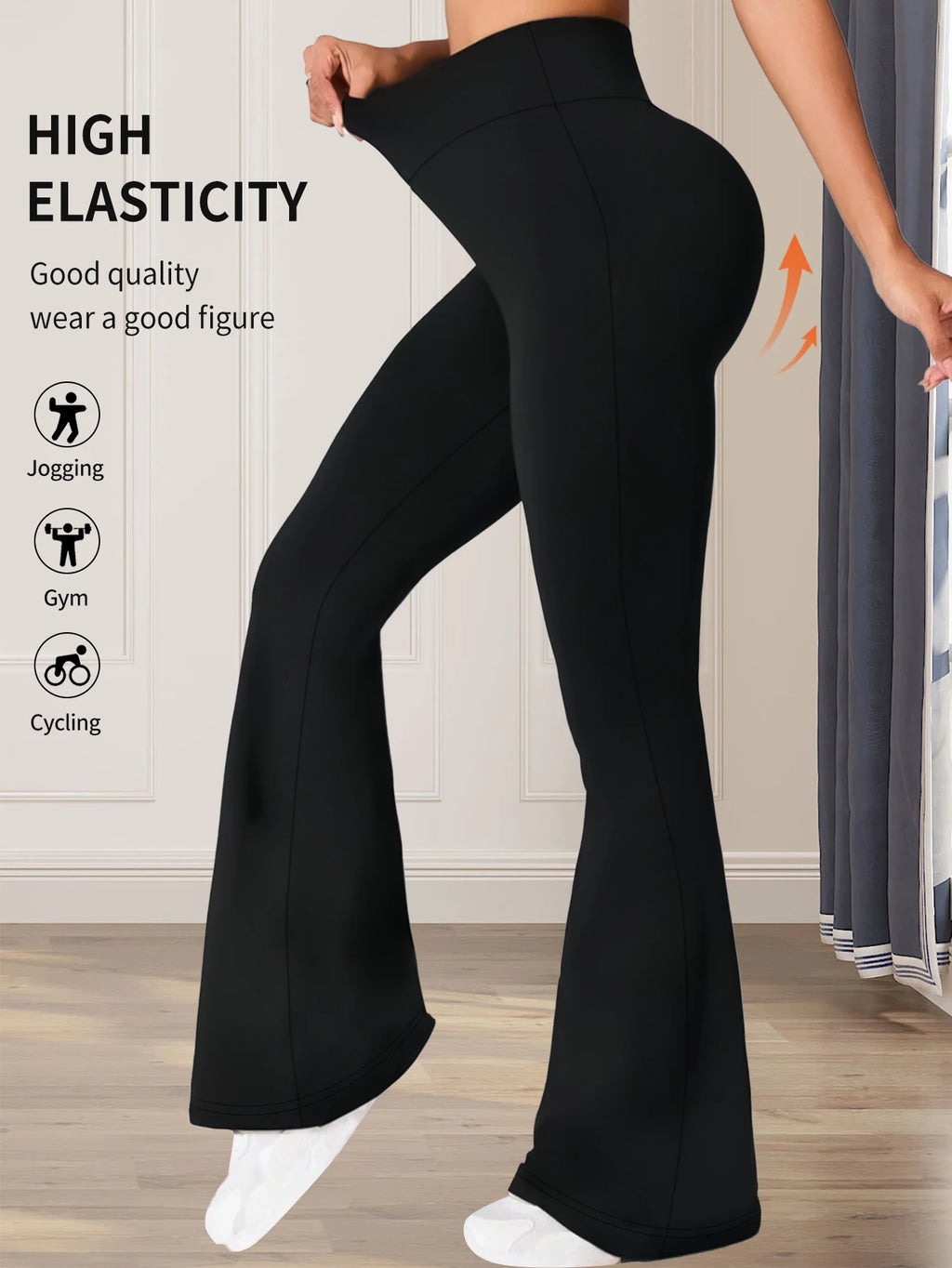 Women's High Waisted Flared Pants - Slim Fit Wide Leg Trousers