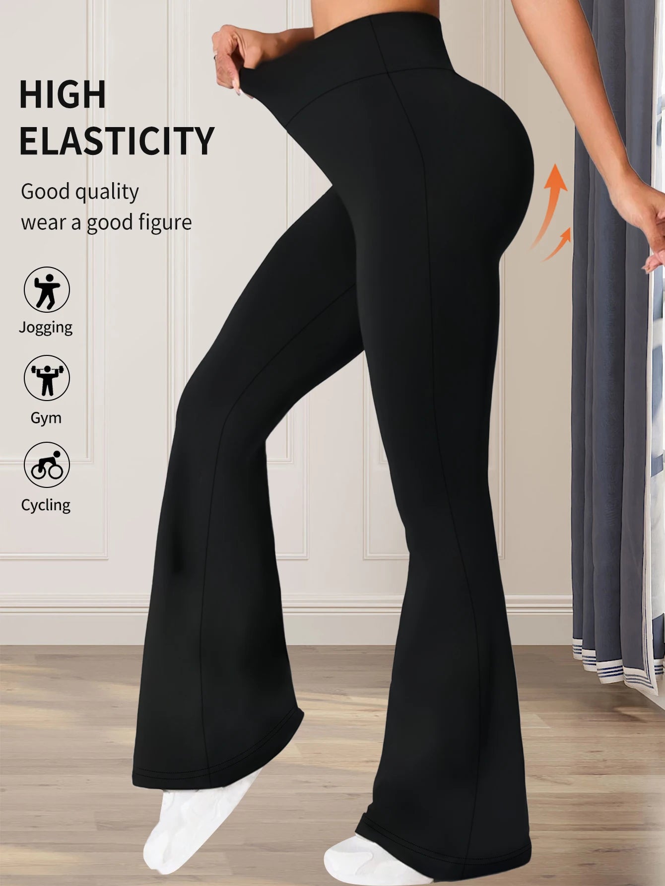 Women's High Waisted Flared Pants - Slim Fit Wide Leg Trousers