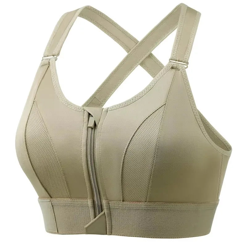 Women's Sports Bra - Front Zipper Athletic Fitness Bra