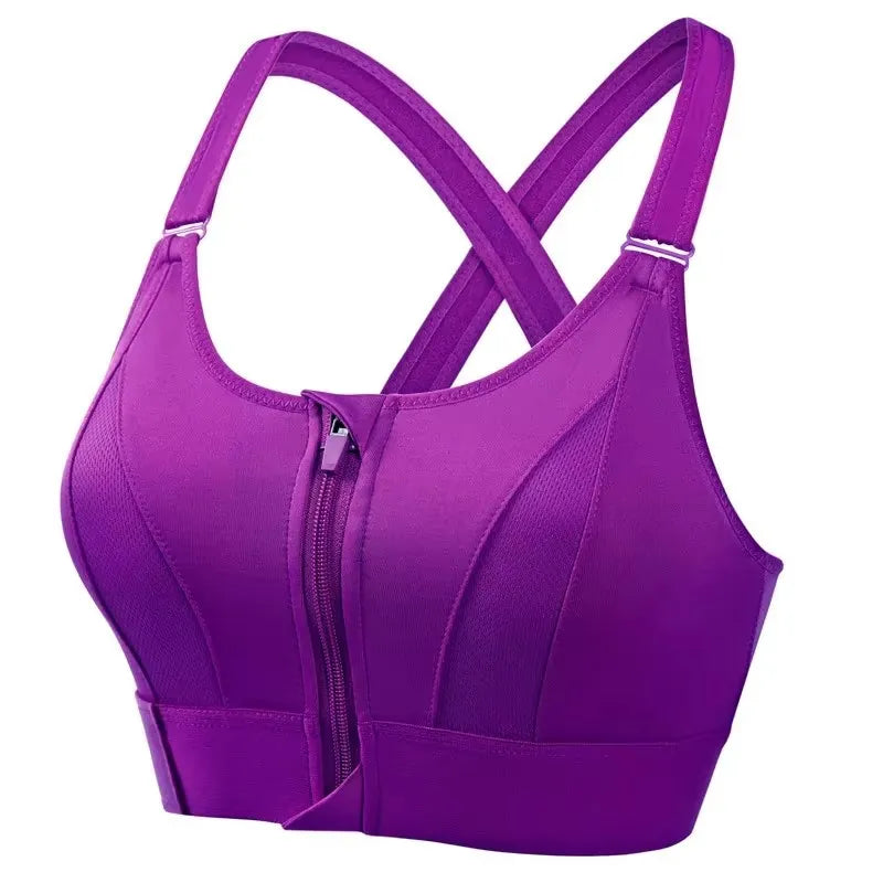 Women's Sports Bra - Front Zipper Athletic Fitness Bra
