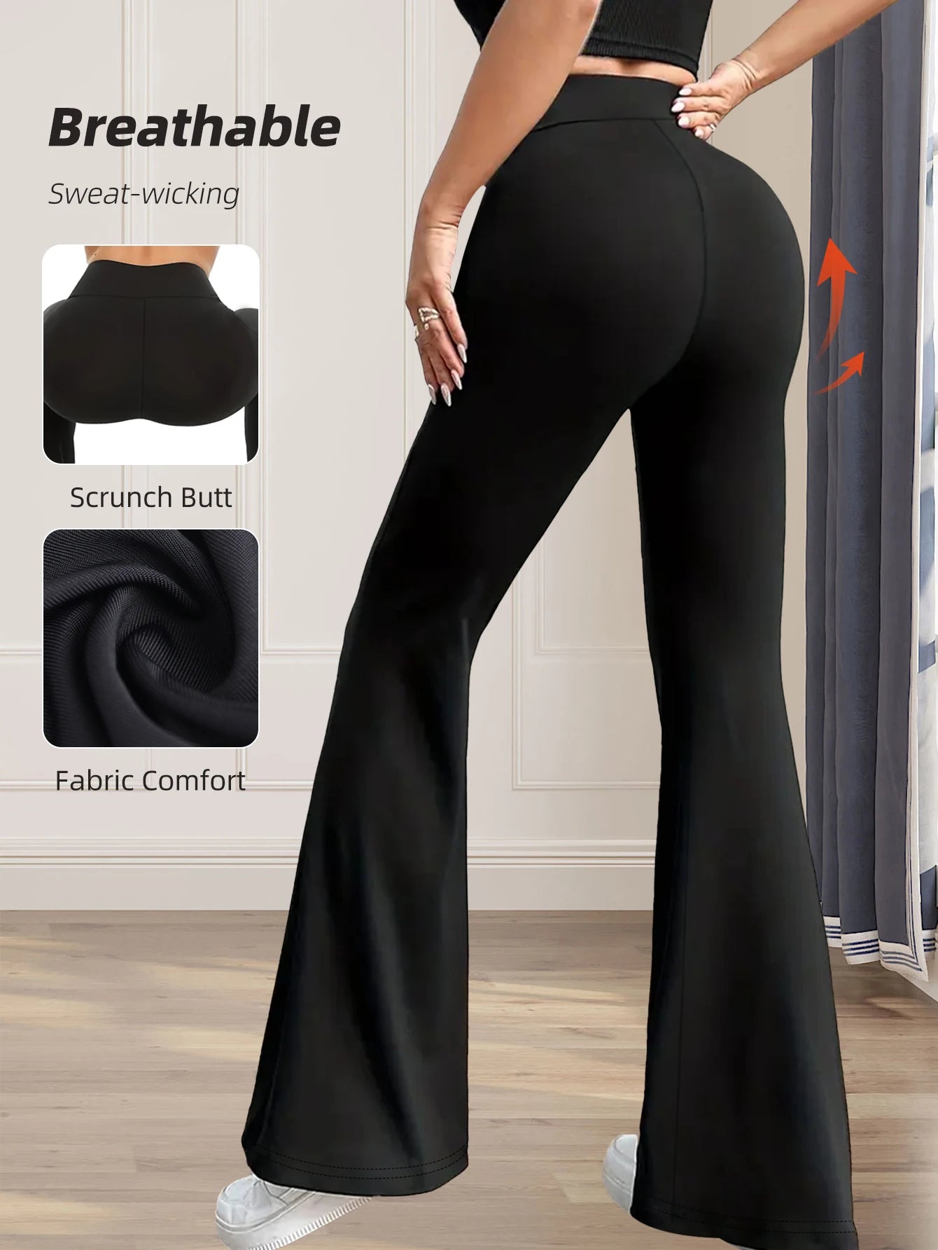 Women's High Waisted Flared Pants - Slim Fit Wide Leg Trousers