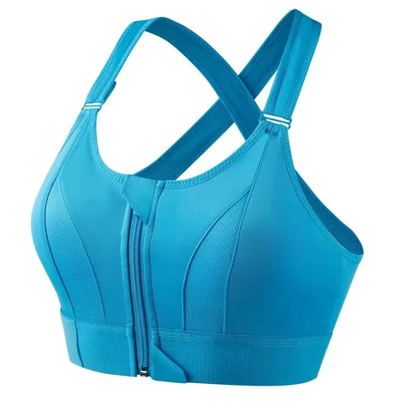 Women's Sports Bra - Front Zipper Athletic Fitness Bra