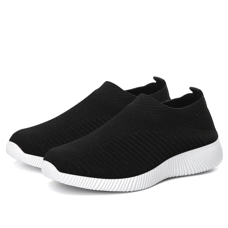 Women's Sneakers Breathable Solid Color Mesh Woven Outdoor Lightweight Low Top Walking Running Sports Socks Tennis Shoes
