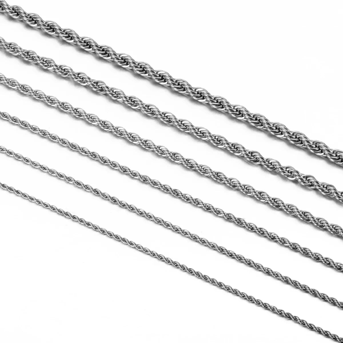 925 Sterling Silver Rope Chain Necklace - 2mm/3mm/4mm Width